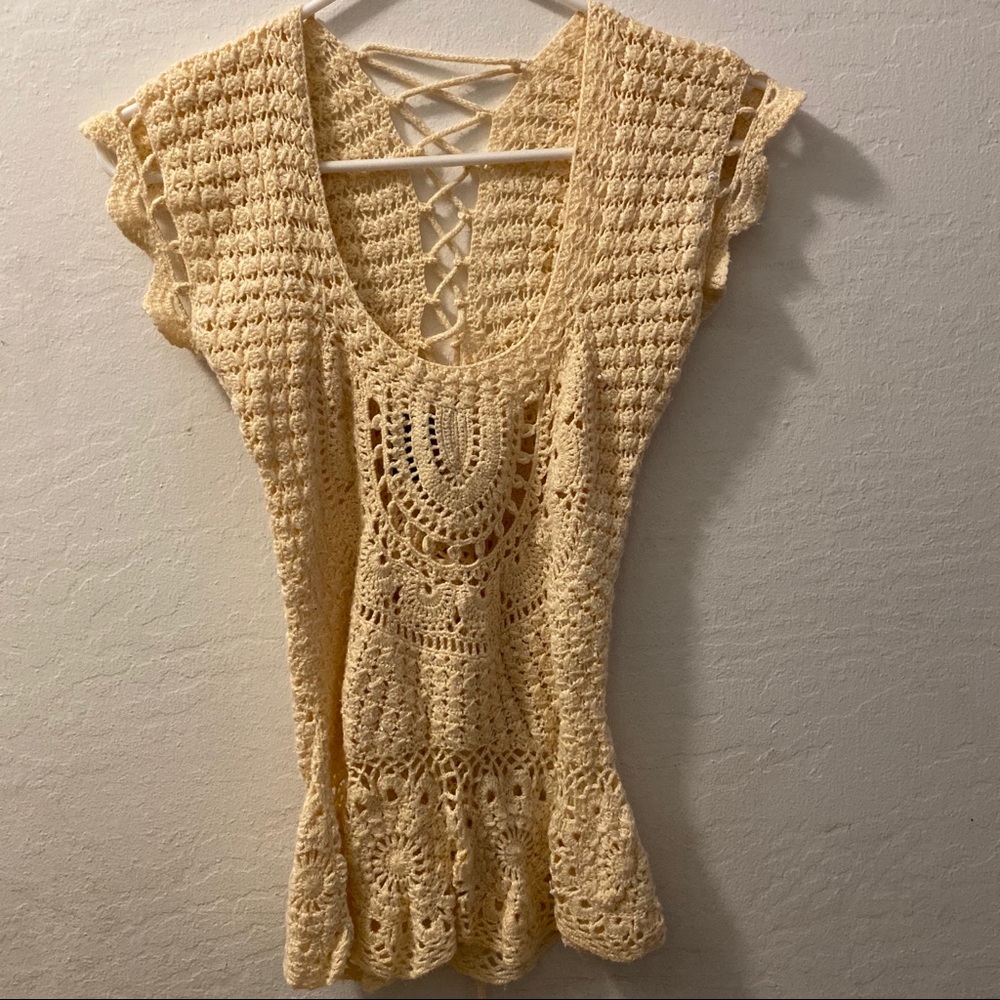 Arden B | Crochet | Lace up Top | Size Small